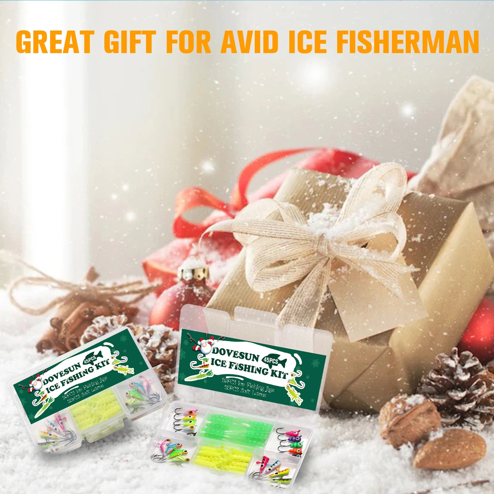 45Pcs Fishing Kit Ice Fishing Jigs Ice Fishing Lures Walleye Fishing Lures Crappie Jigs